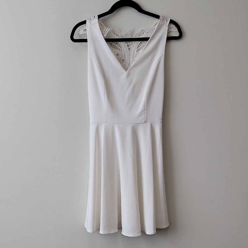 Altar'd State White Emboidered Lace Back Fit and Flare Mini Dress